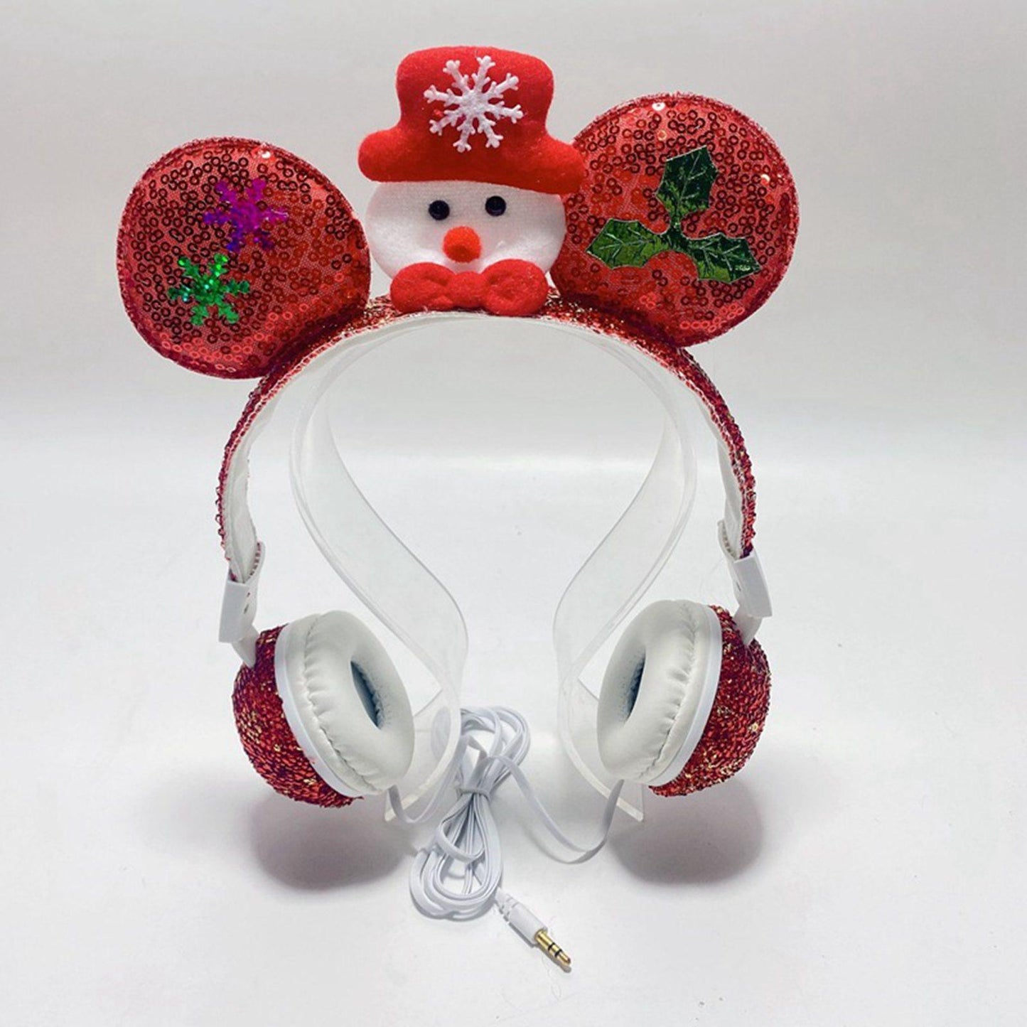 Wired Snowman Headset HiFi with Mic for Gaming Laptops Kids Adults Red