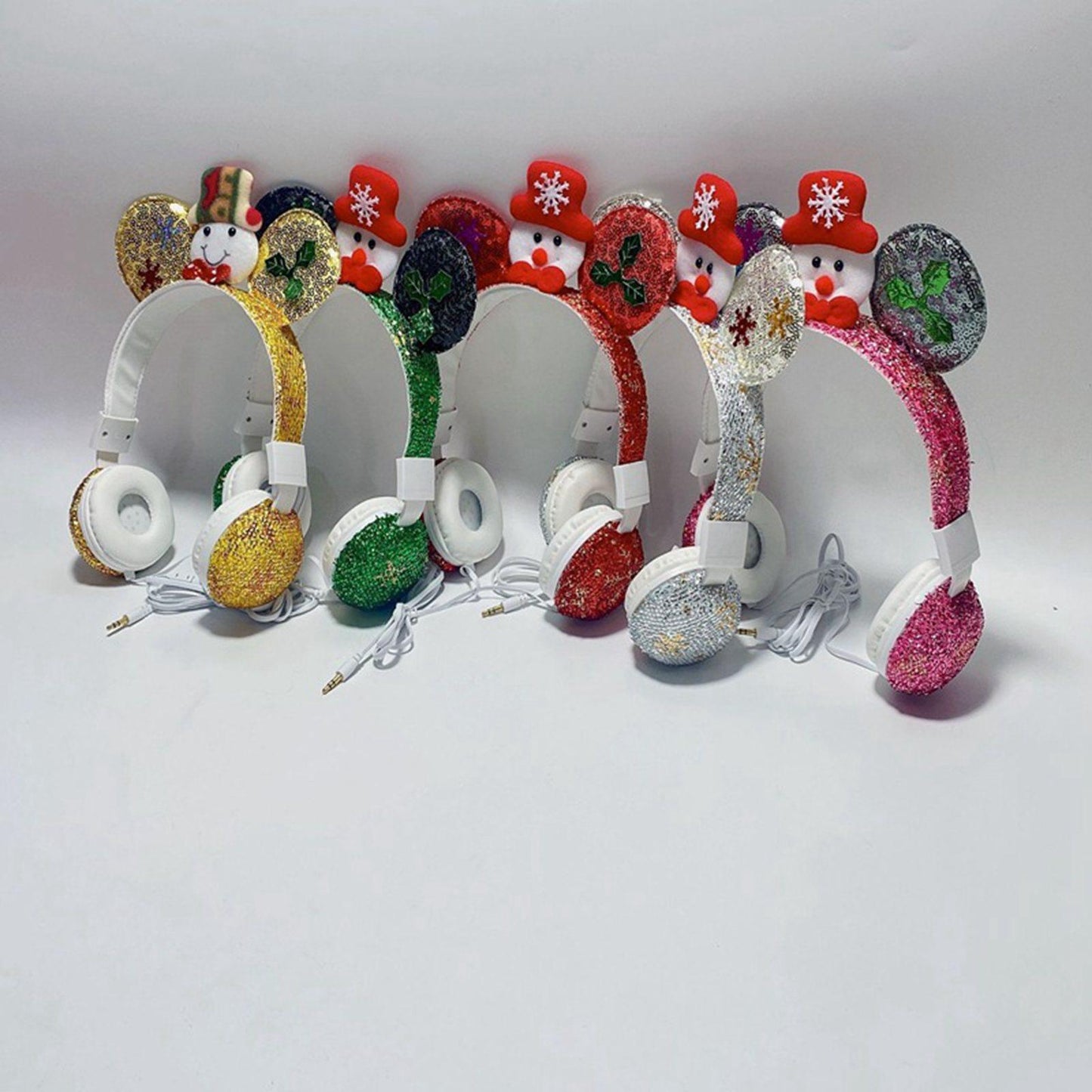 Wired Snowman Headset HiFi with Mic for Gaming Laptops Kids Adults Red