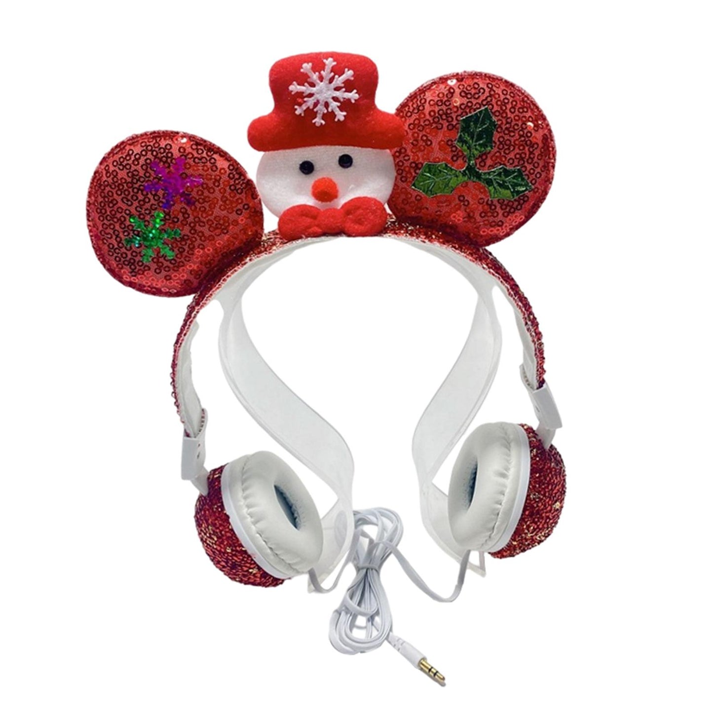 Wired Snowman Headset HiFi with Mic for Gaming Laptops Kids Adults Red