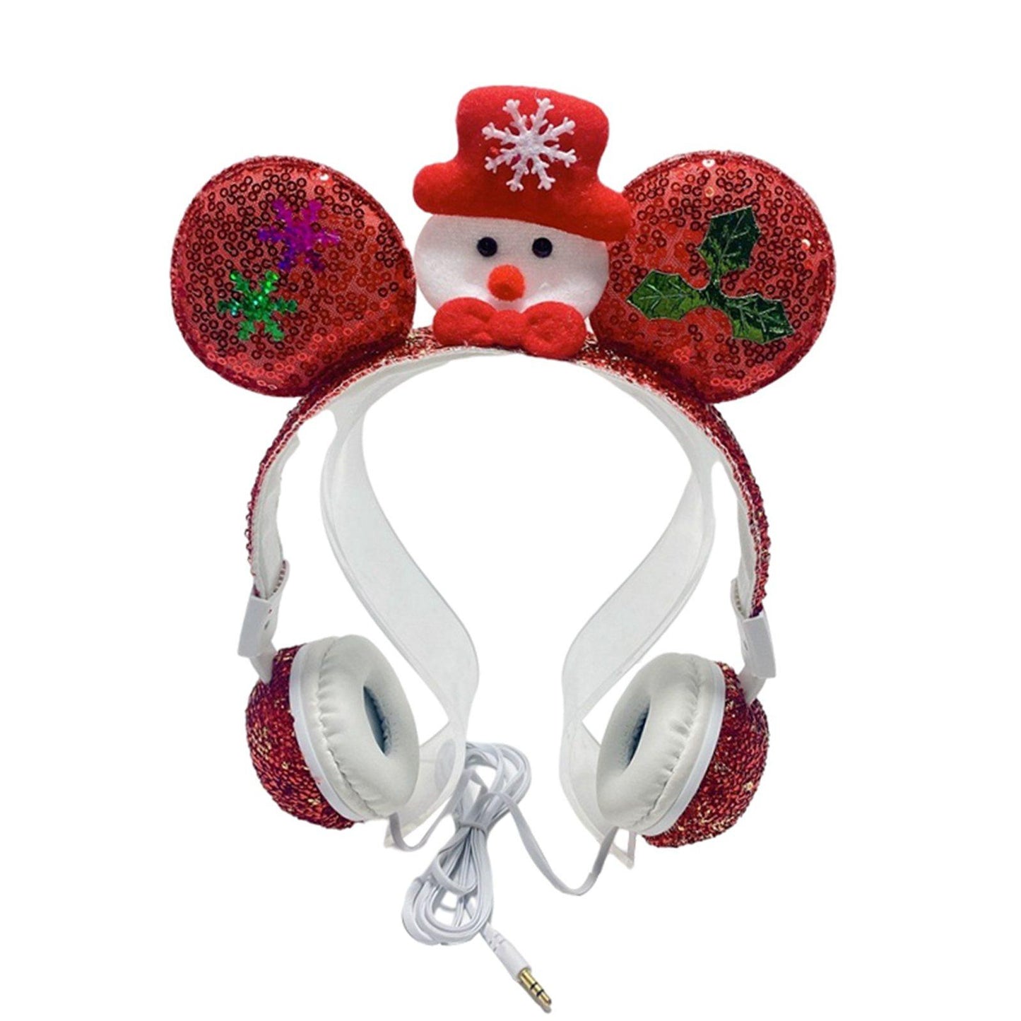Wired Snowman Headset HiFi with Mic for Gaming Laptops Kids Adults Red