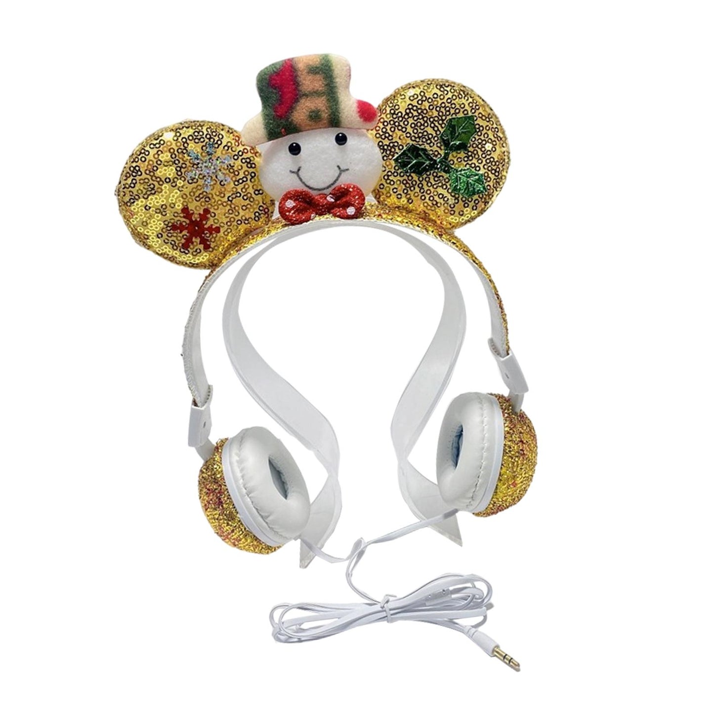 Wired Snowman Headset HiFi with Mic for Gaming Laptops Kids Adults Golden