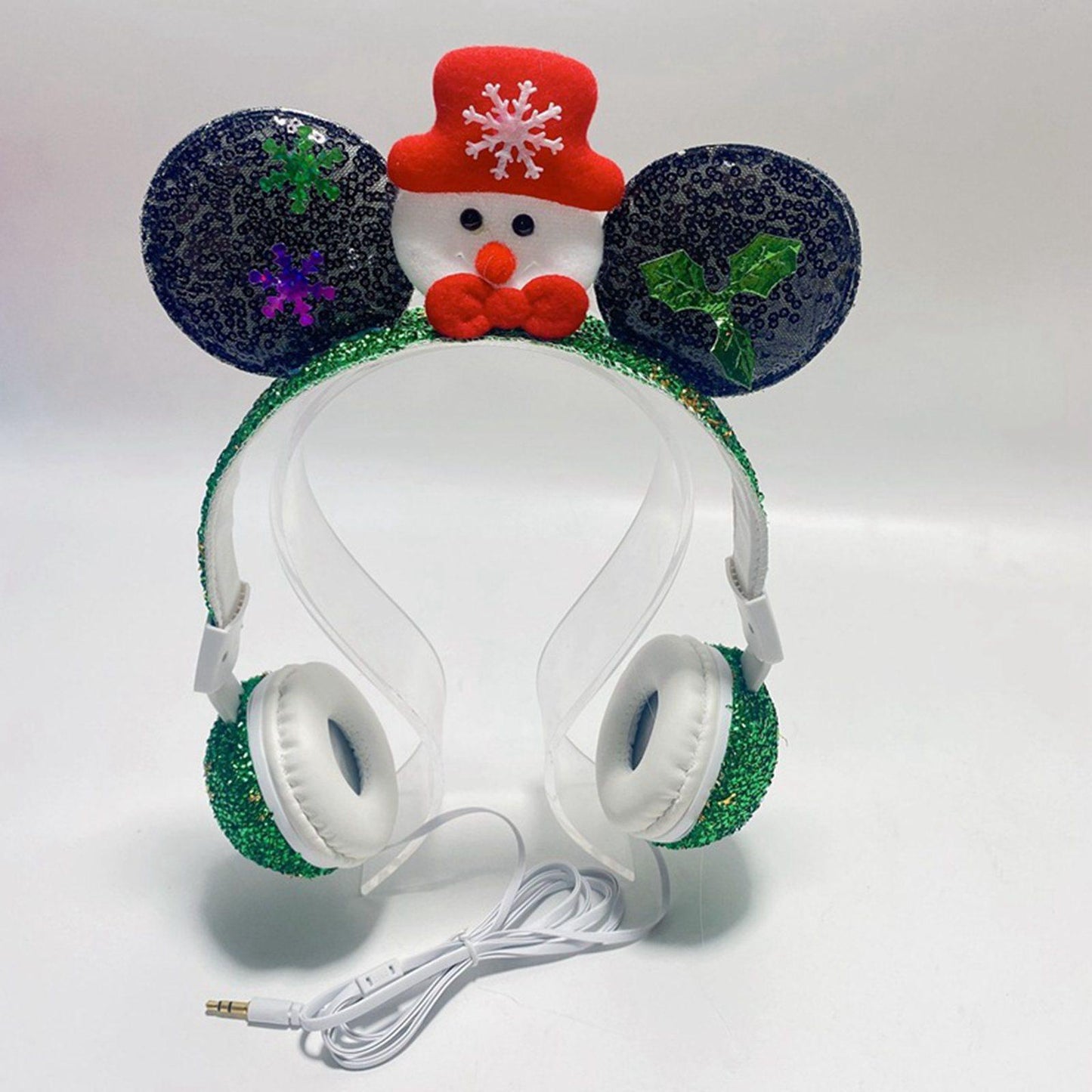 Wired Snowman Headset HiFi with Mic for Gaming Laptops Kids Adults Green