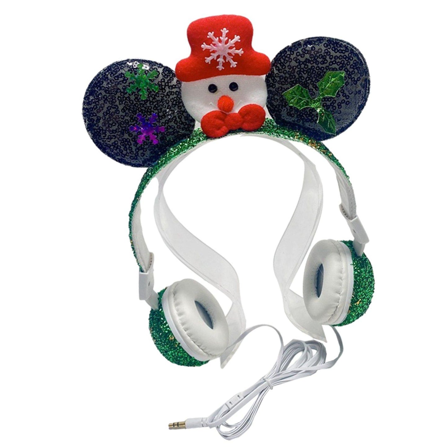 Wired Snowman Headset HiFi with Mic for Gaming Laptops Kids Adults Green
