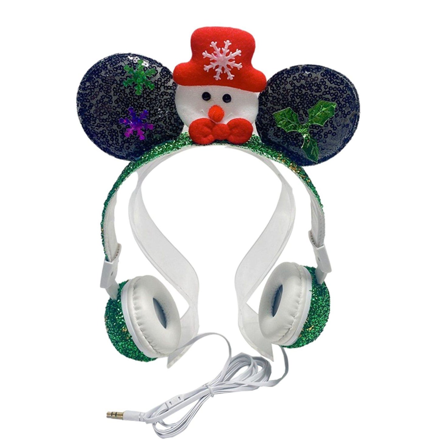 Wired Snowman Headset HiFi with Mic for Gaming Laptops Kids Adults Green