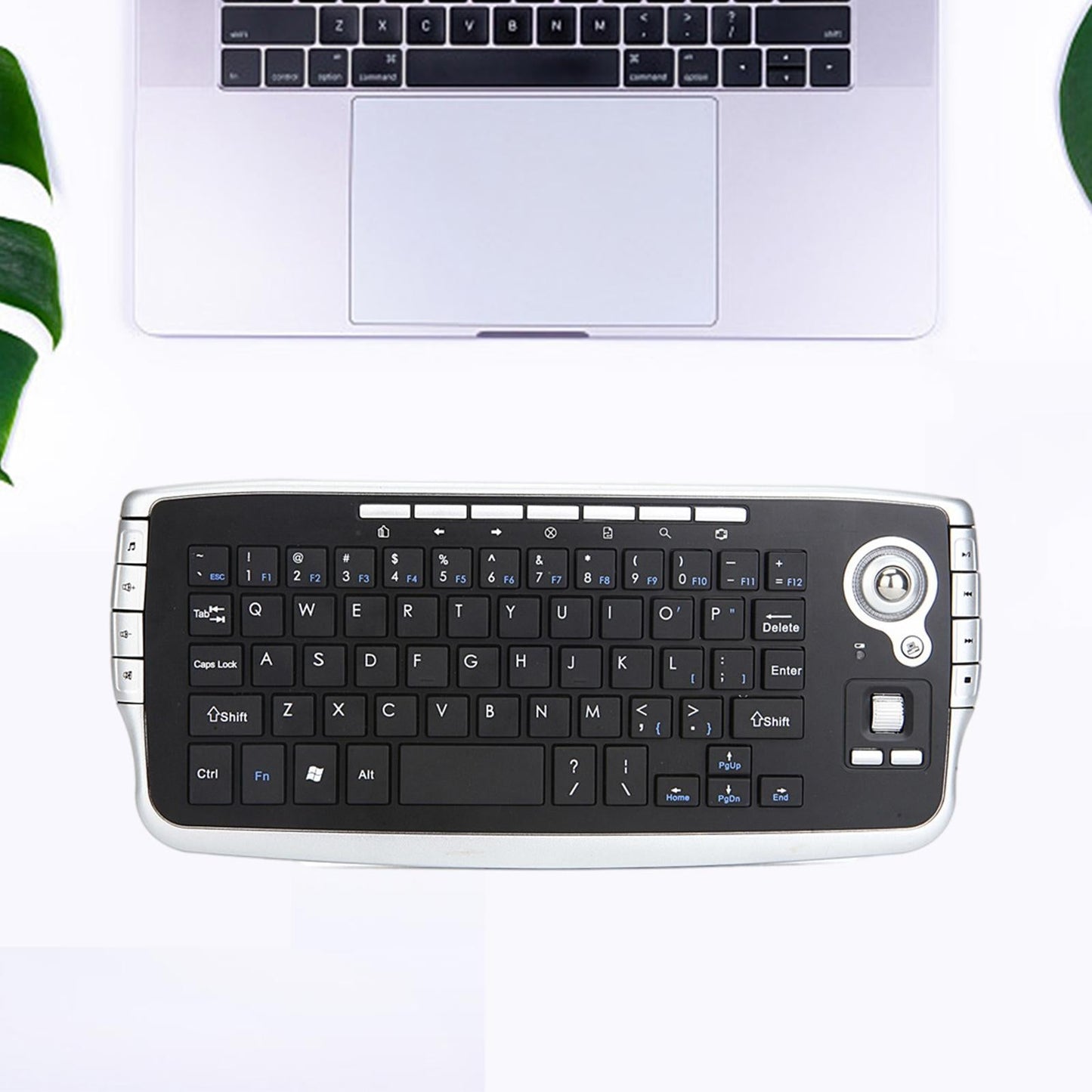2.4G Wilreless Keyboard 78Keys Slim Multi Function Trackball for PC Computer