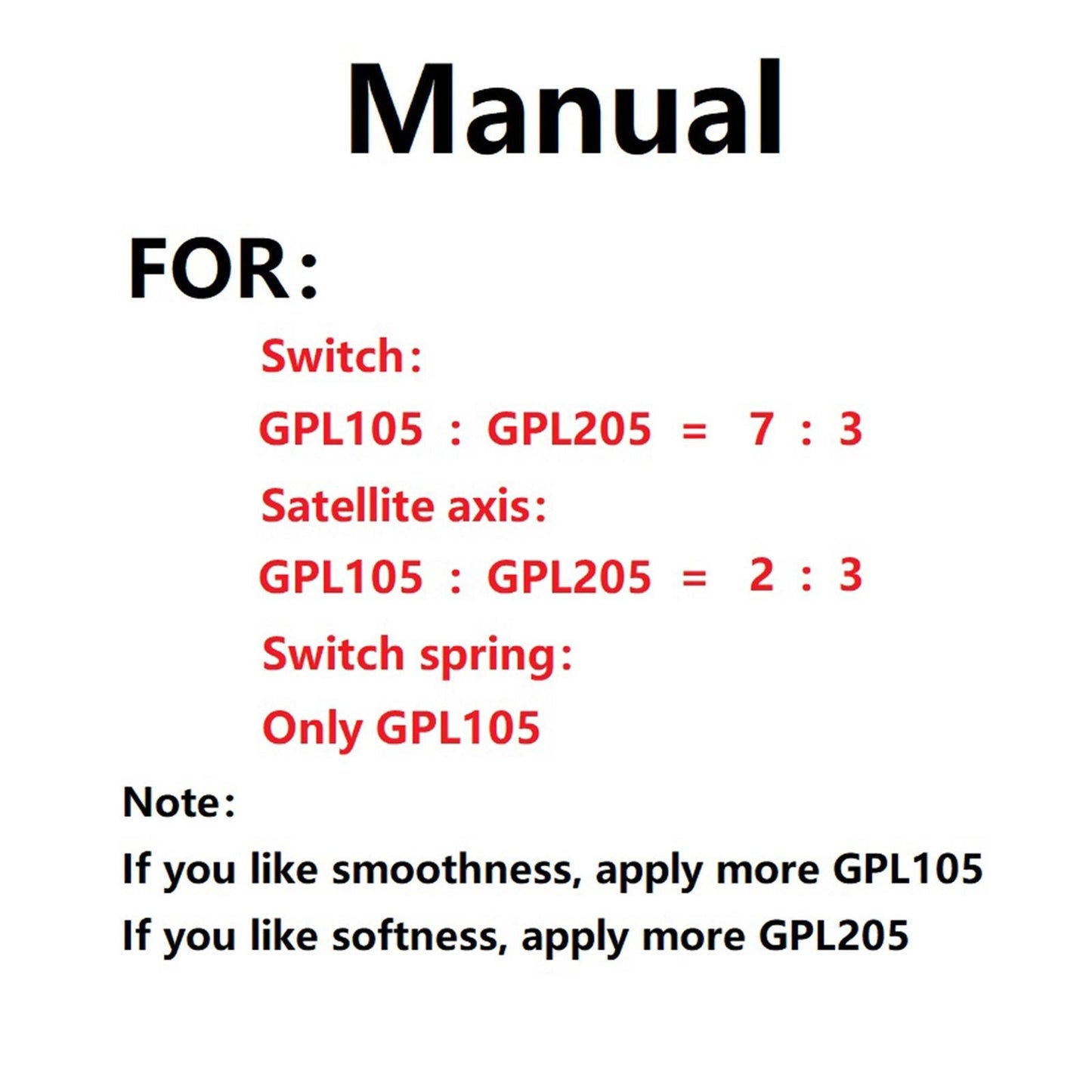 Mechanical Keyboard Lubricating Oil for Keycaps Stabilizer GPL105