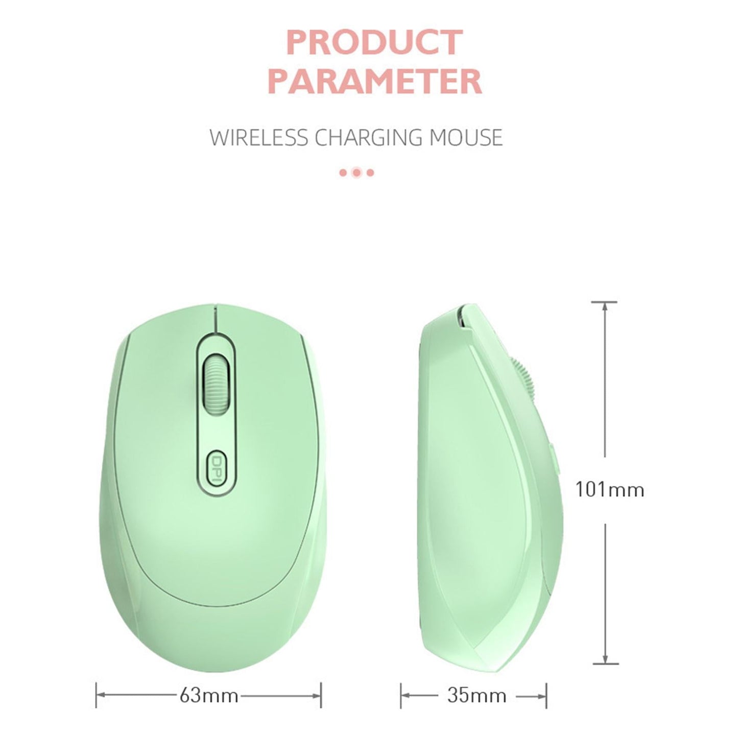 2.4G Wireless Mouse Slim with USB Receiver Portable for Pc Laptop Black