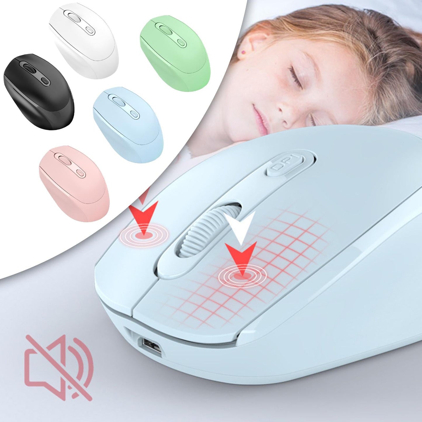 2.4G Wireless Mouse Slim with USB Receiver Portable for Pc Laptop Black