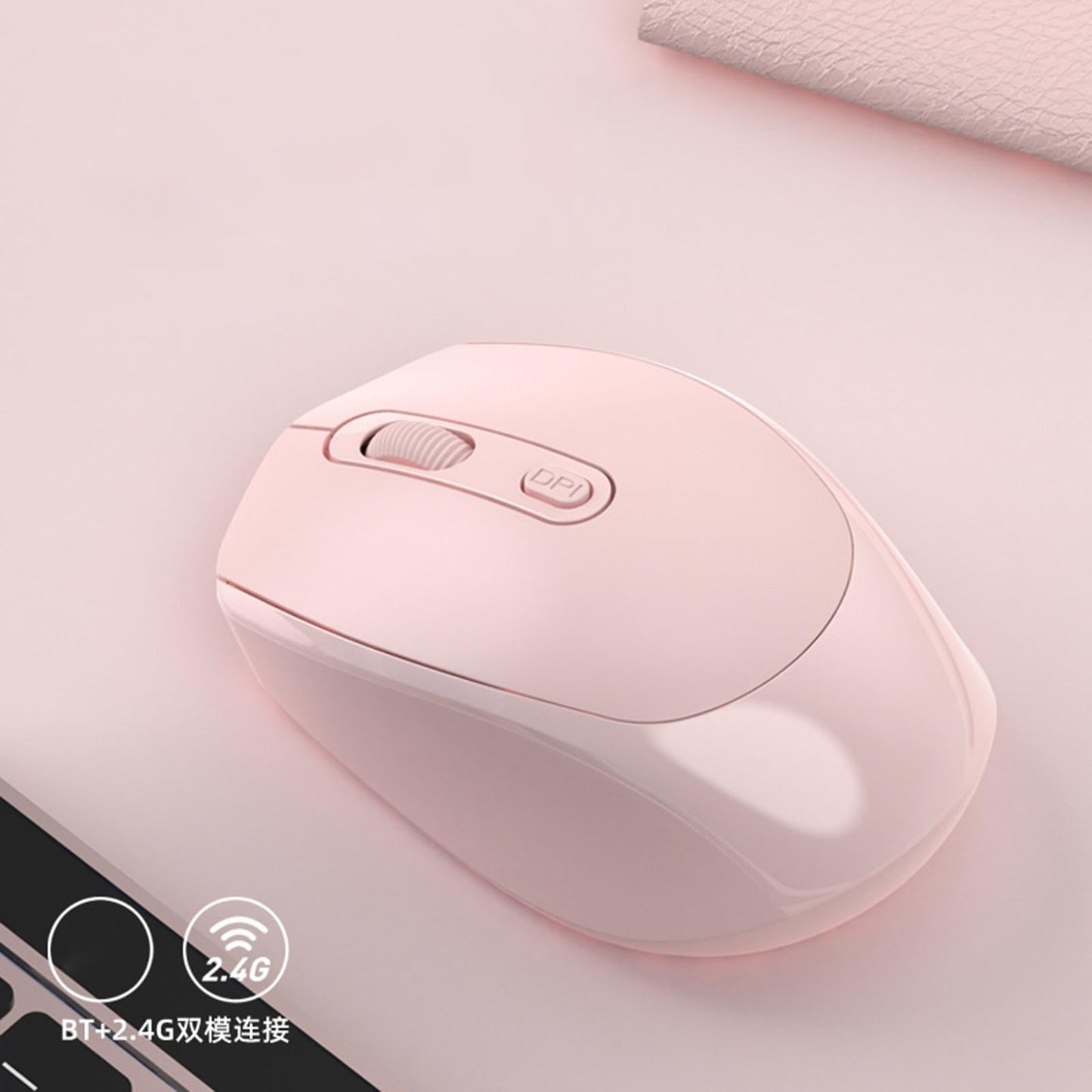 2.4G Wireless Mouse Slim with USB Receiver Portable for Pc Laptop Pink