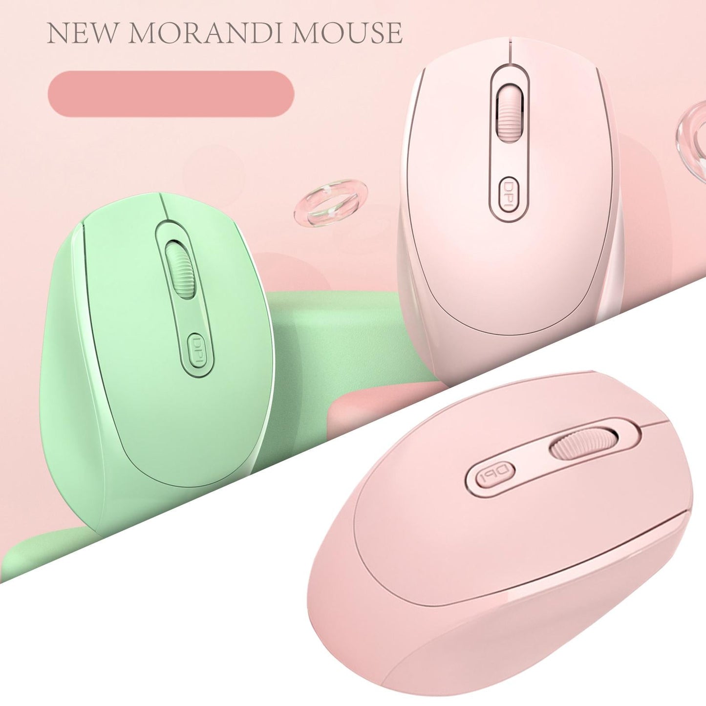 2.4G Wireless Mouse Slim with USB Receiver Portable for Pc Laptop Pink