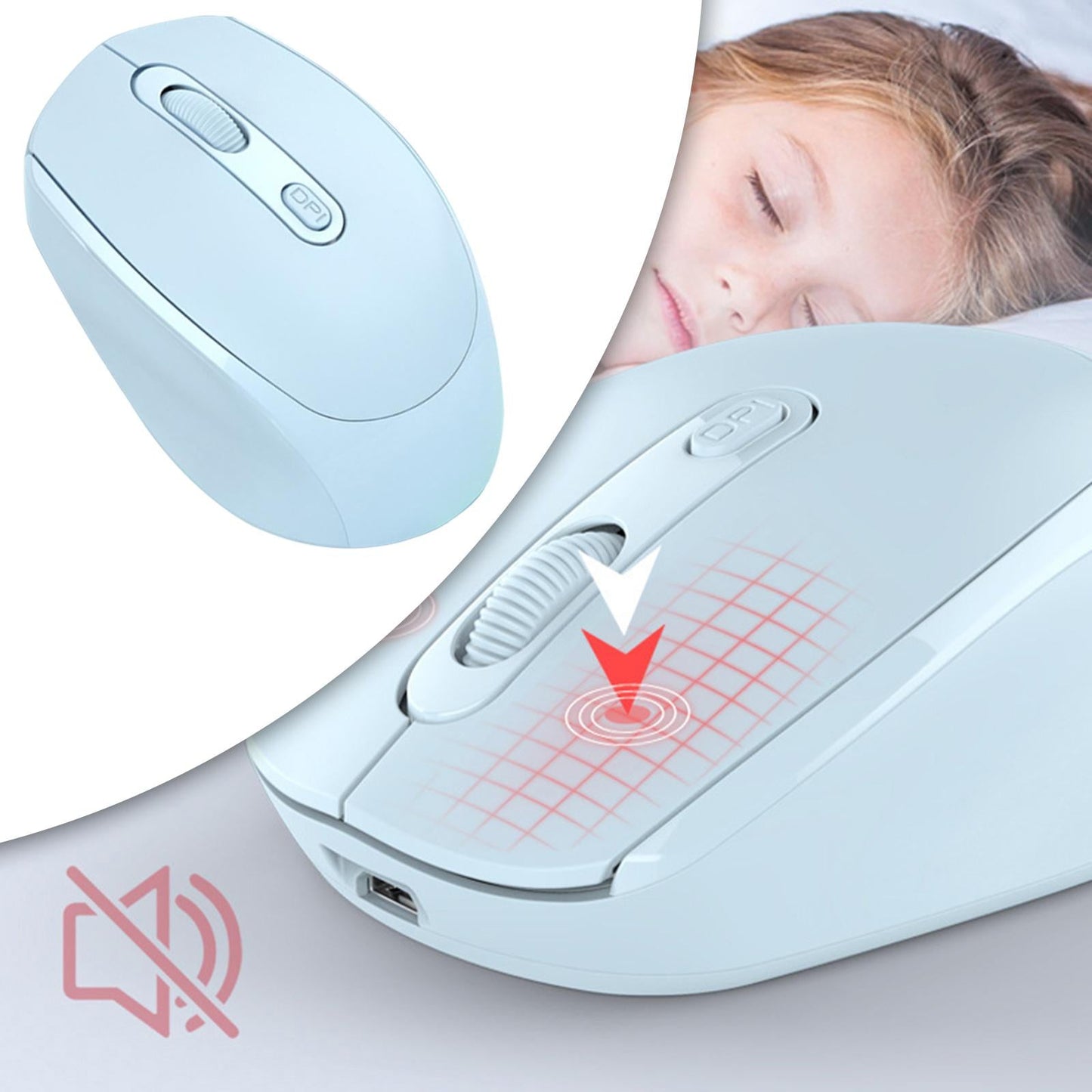 2.4G Wireless Mouse Slim with USB Receiver Portable for Pc Laptop Blue