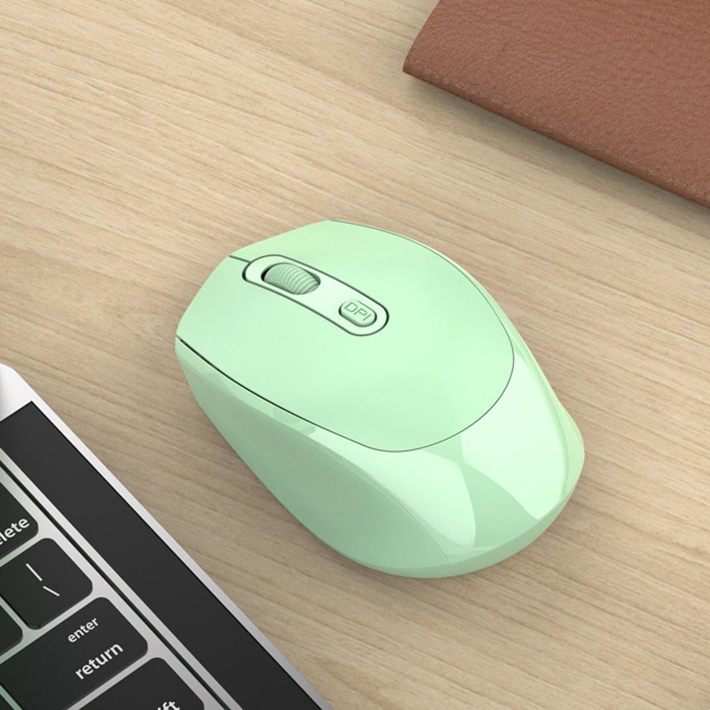 2.4G Wireless Mouse Slim with USB Receiver Portable for Pc Laptop Green