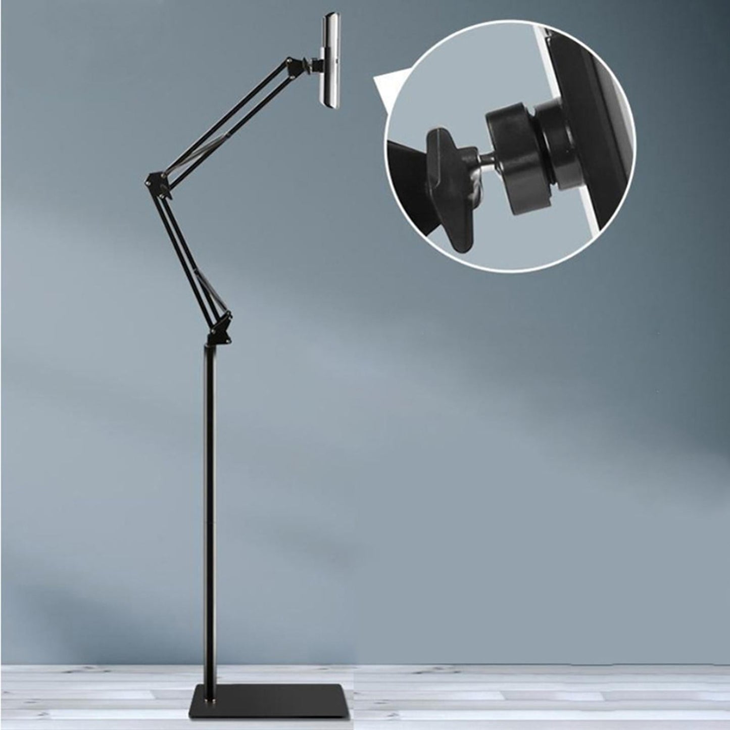 Hands Free Floor Stand Adjustable Bed Clip Holder For Tablet Black 175cm