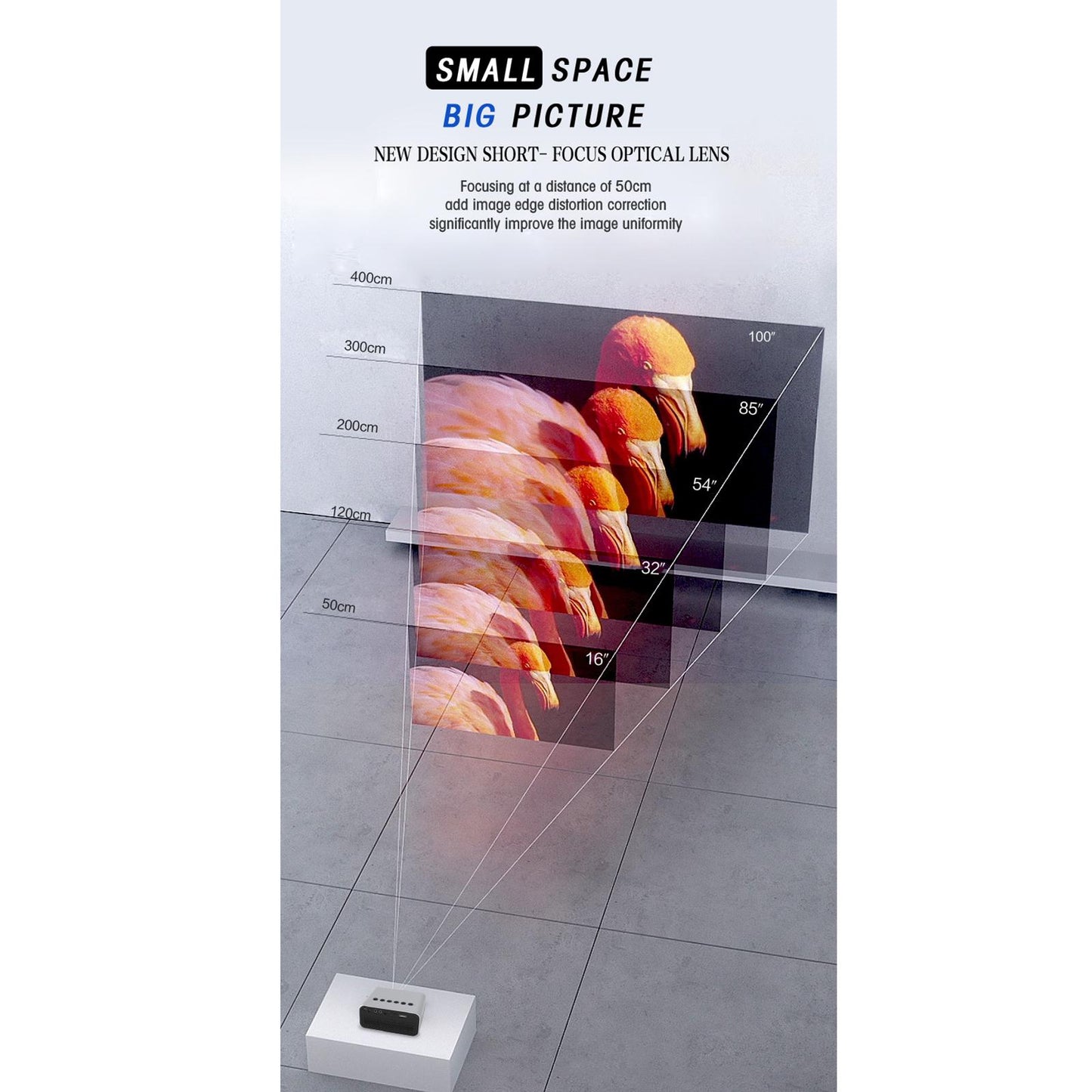 Miniature Wired Projector 1080P for Family Education Home Theaters Yellow