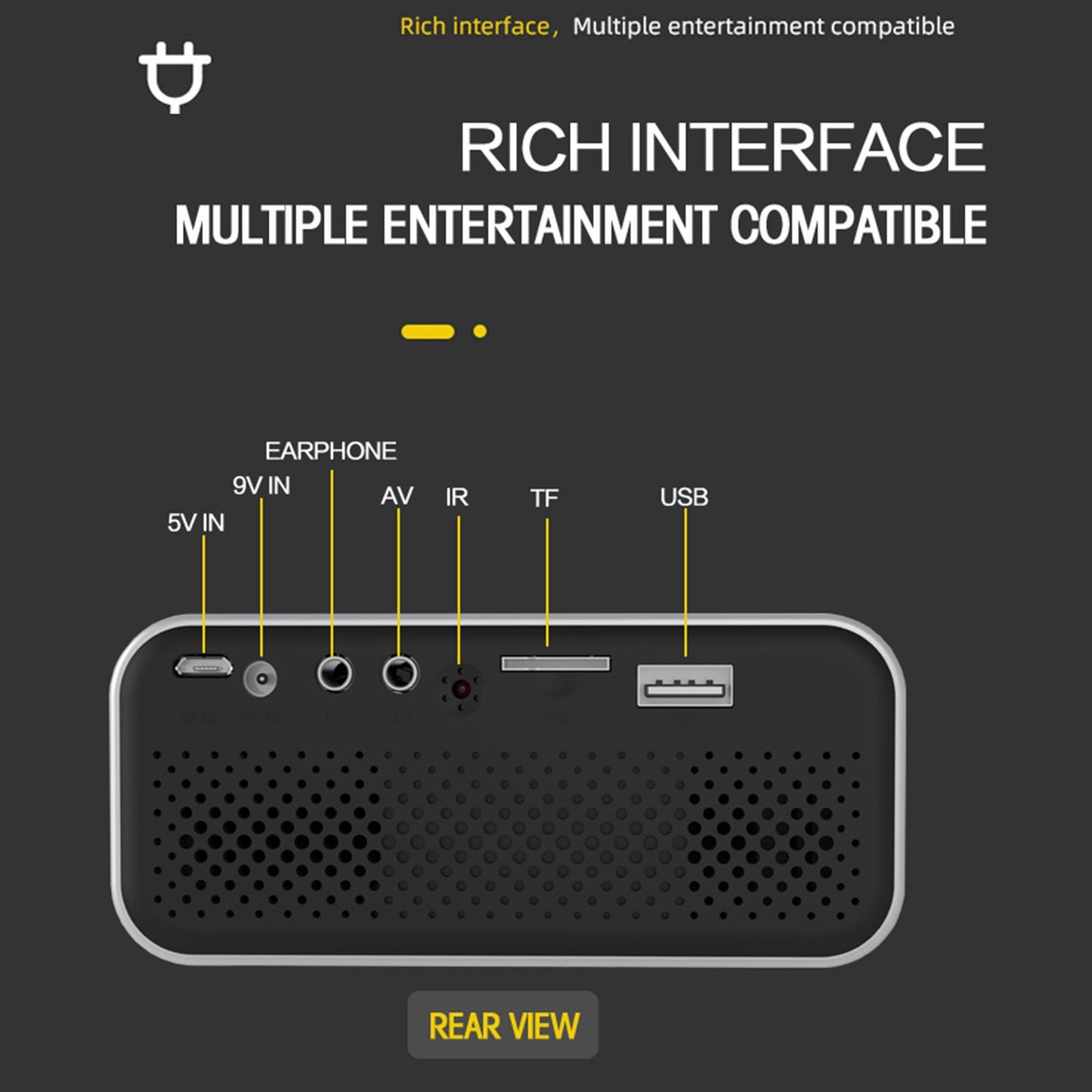 Miniature Wired Projector 1080P for Family Education Home Theaters Yellow