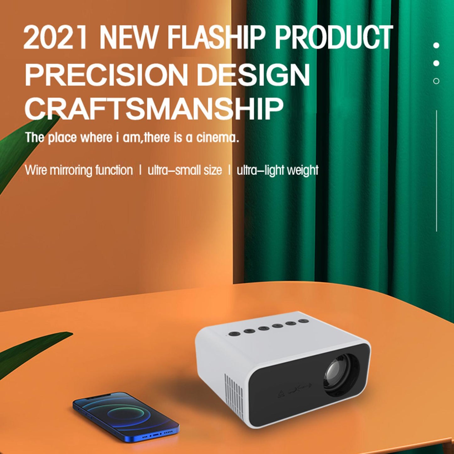 Mini Projectors LED Miniature Compact for Family Sports Events Home Theater Yellow