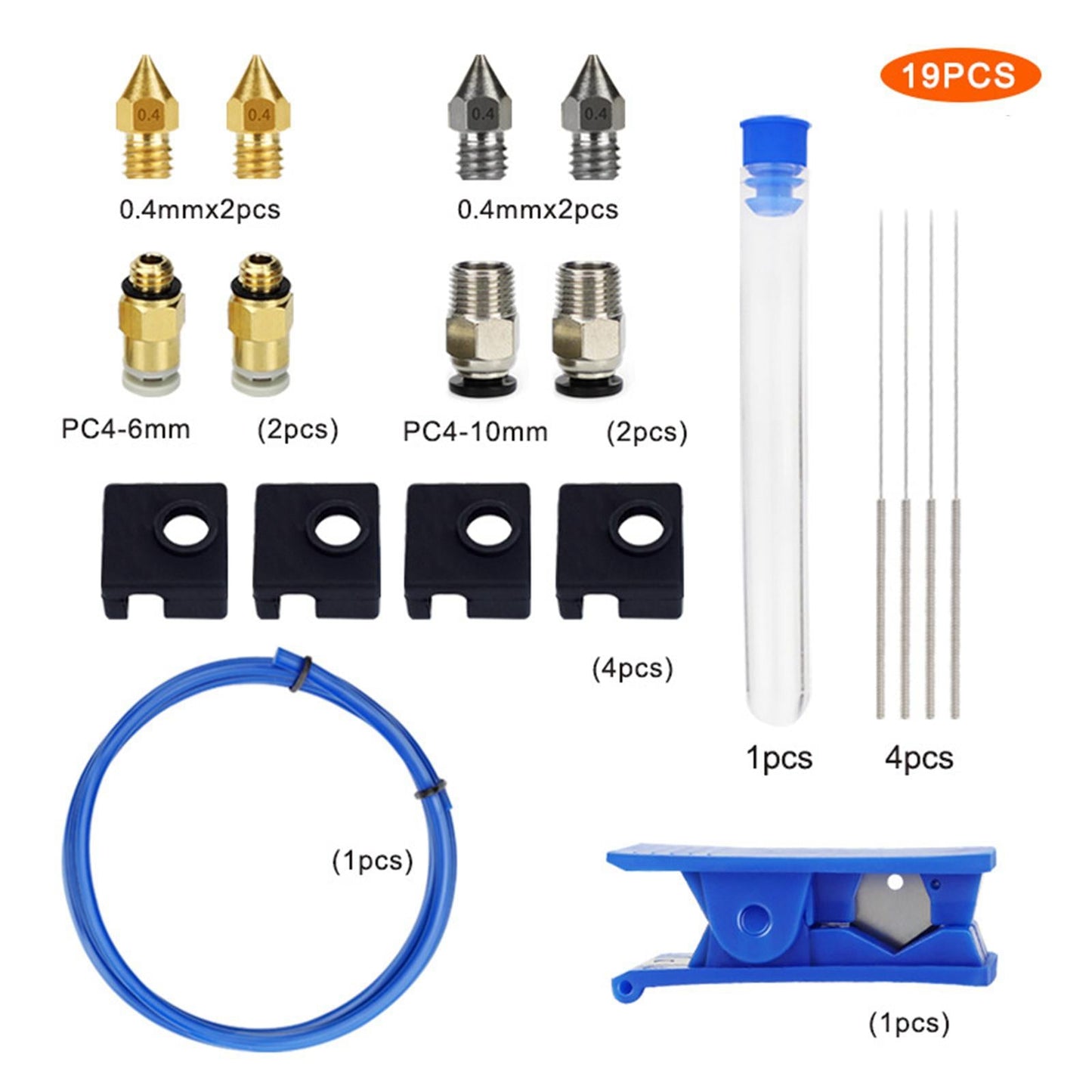 3D Printer Accessories Kit Tubing 1M Pneumatic Fittings for Ender Durable