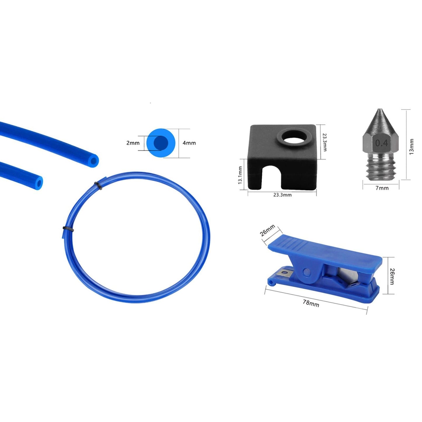 3D Printer Accessories Kit Tubing 1M Pneumatic Fittings for Ender Durable