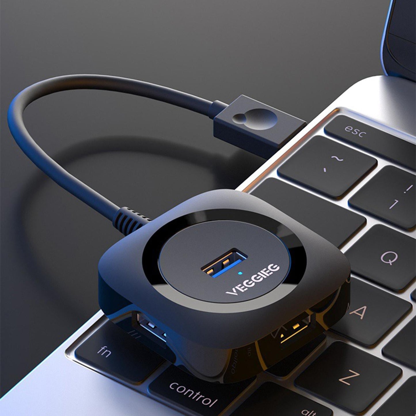 4 Ports USB Hub Connectors Expansion for Laptop USB2.0 black 0.2m