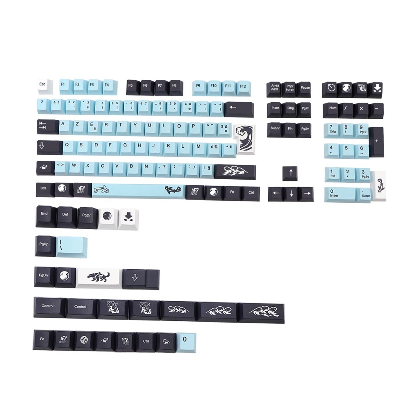 134 Keys Mizu Theme French Keycap Dye-Sub for MX Keyboard Cherry Height