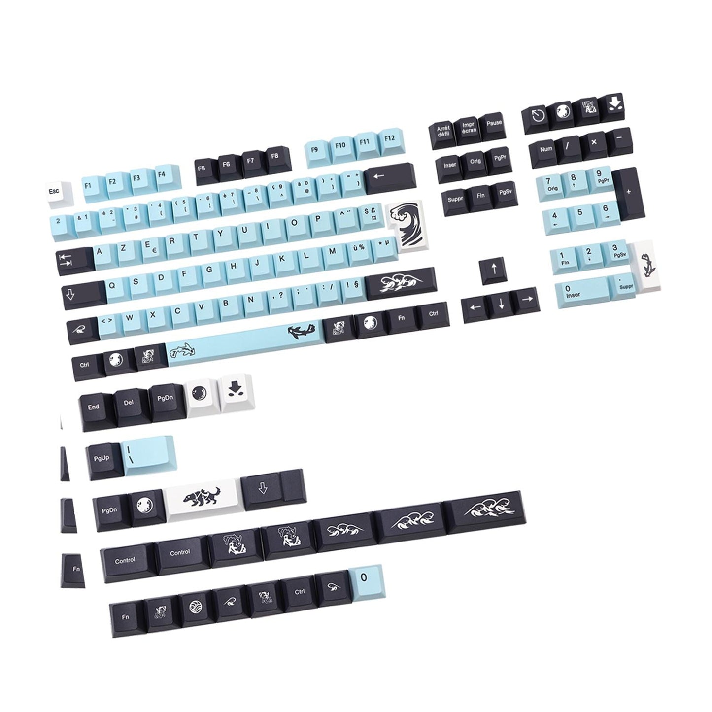 134 Keys Mizu Theme French Keycap Dye-Sub for MX Keyboard Cherry Height