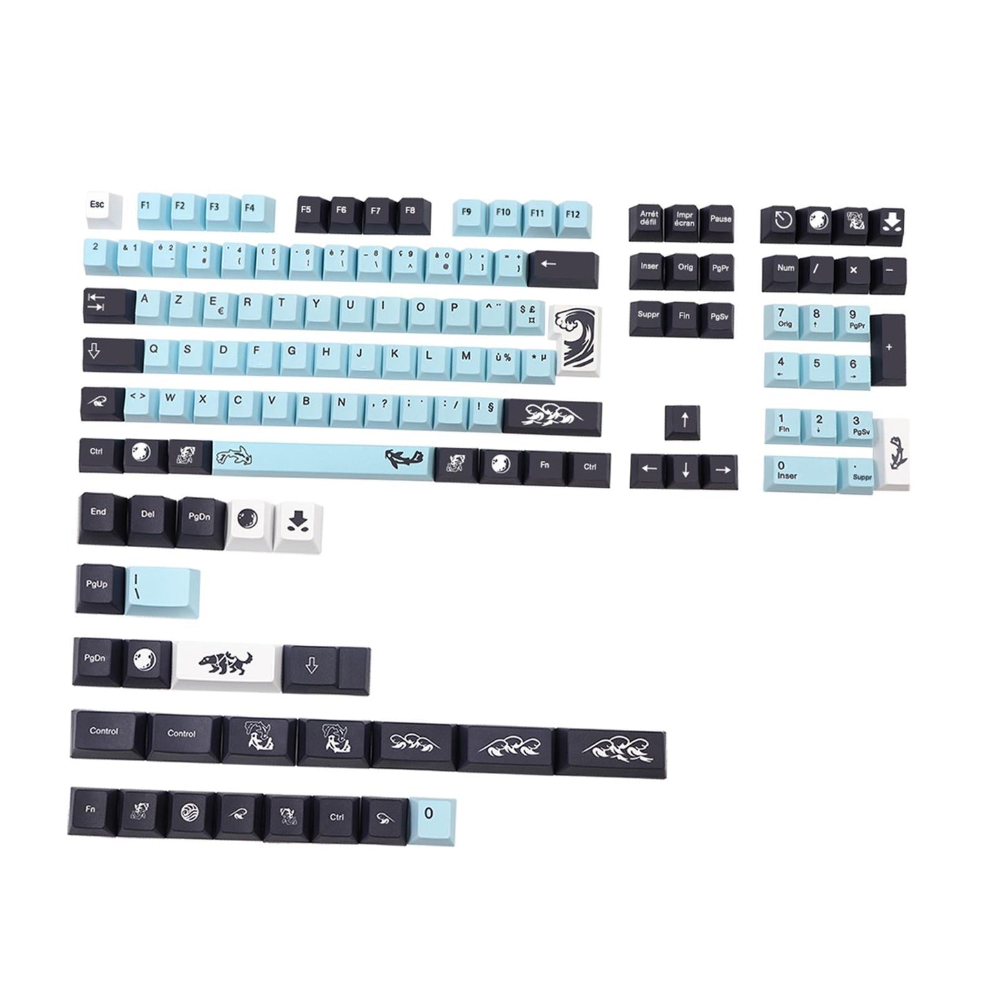 134 Keys Mizu Theme French Keycap Dye-Sub for MX Keyboard Cherry Height