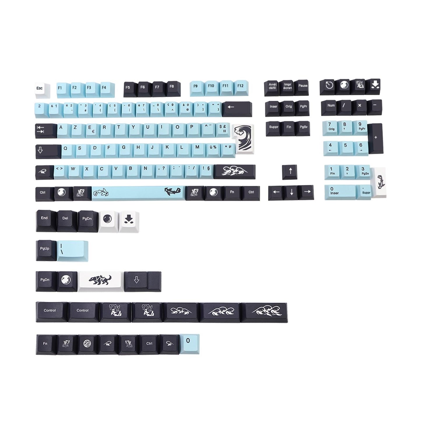 134 Keys Mizu Theme French Keycap Dye-Sub for MX Keyboard Cherry Height