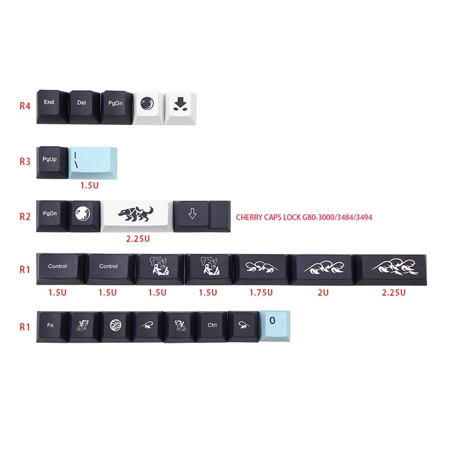 134 Keys Mizu Theme French Keycap Dye-Sub for MX Keyboard Cherry Height