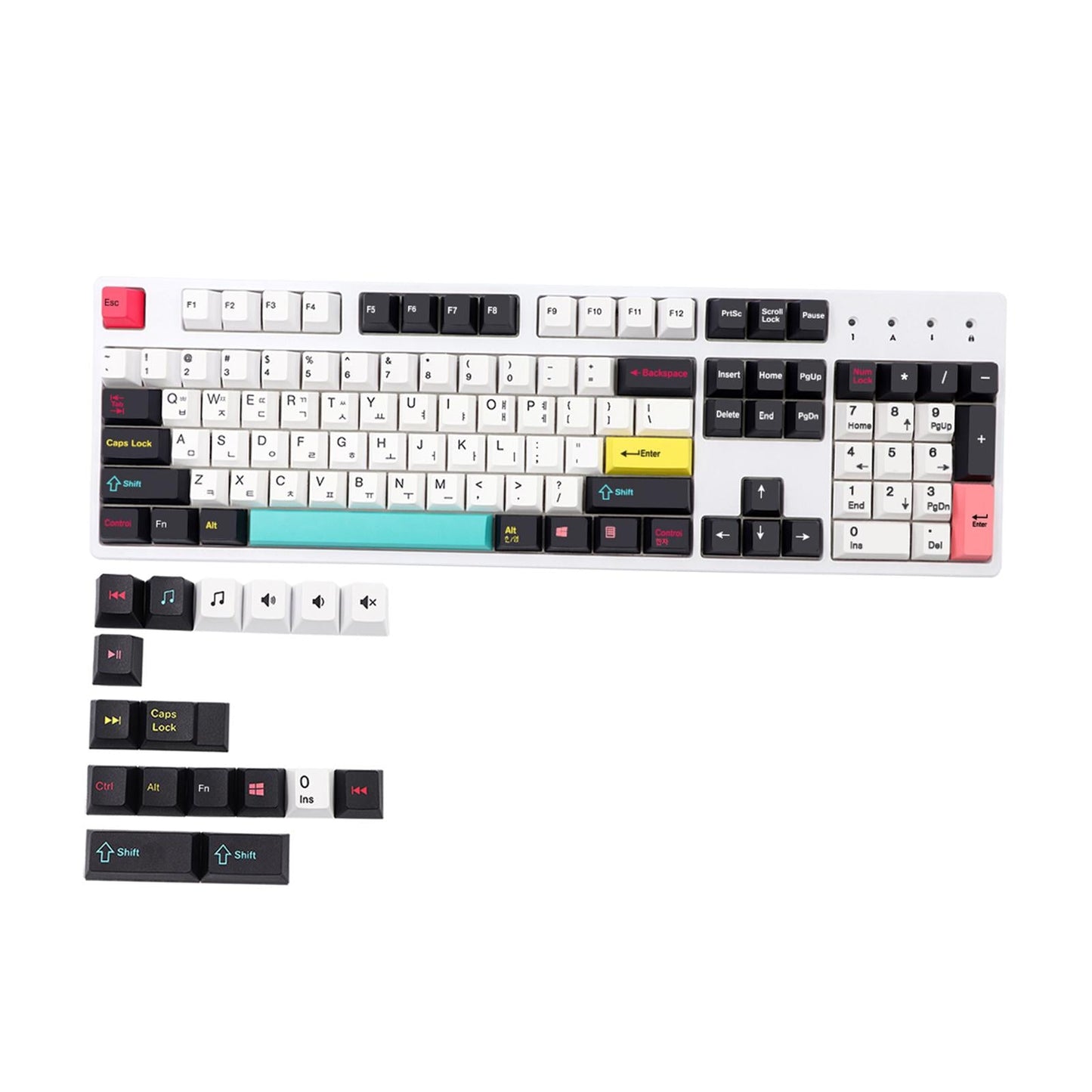 121 Keys Set PBT Key Caps Keycaps for Cherry MX Mechanical Keyboard Korean