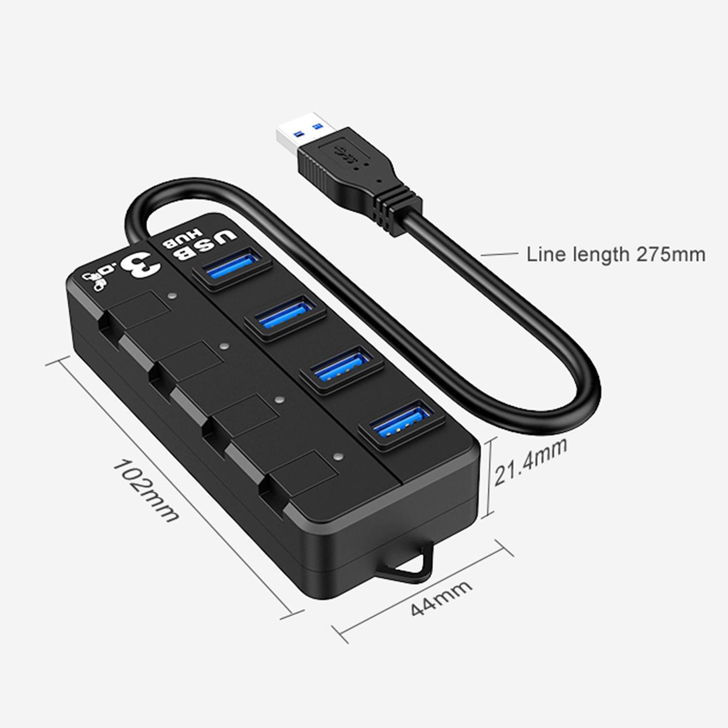 4 Port USB 3.0 Hub Extension Splitter for Hard Drive Fast Data Transfer