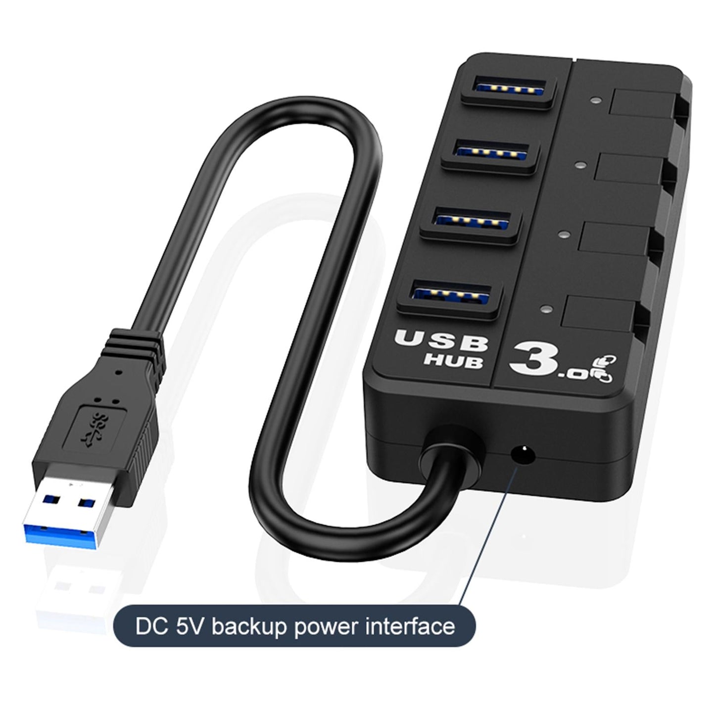 4 Port USB 3.0 Hub Extension Splitter for Hard Drive Fast Data Transfer