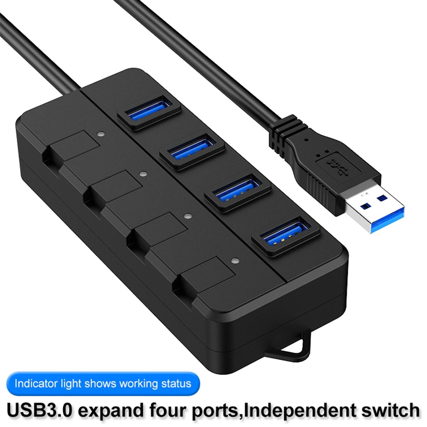4 Port USB 3.0 Hub Extension Splitter for Hard Drive Fast Data Transfer