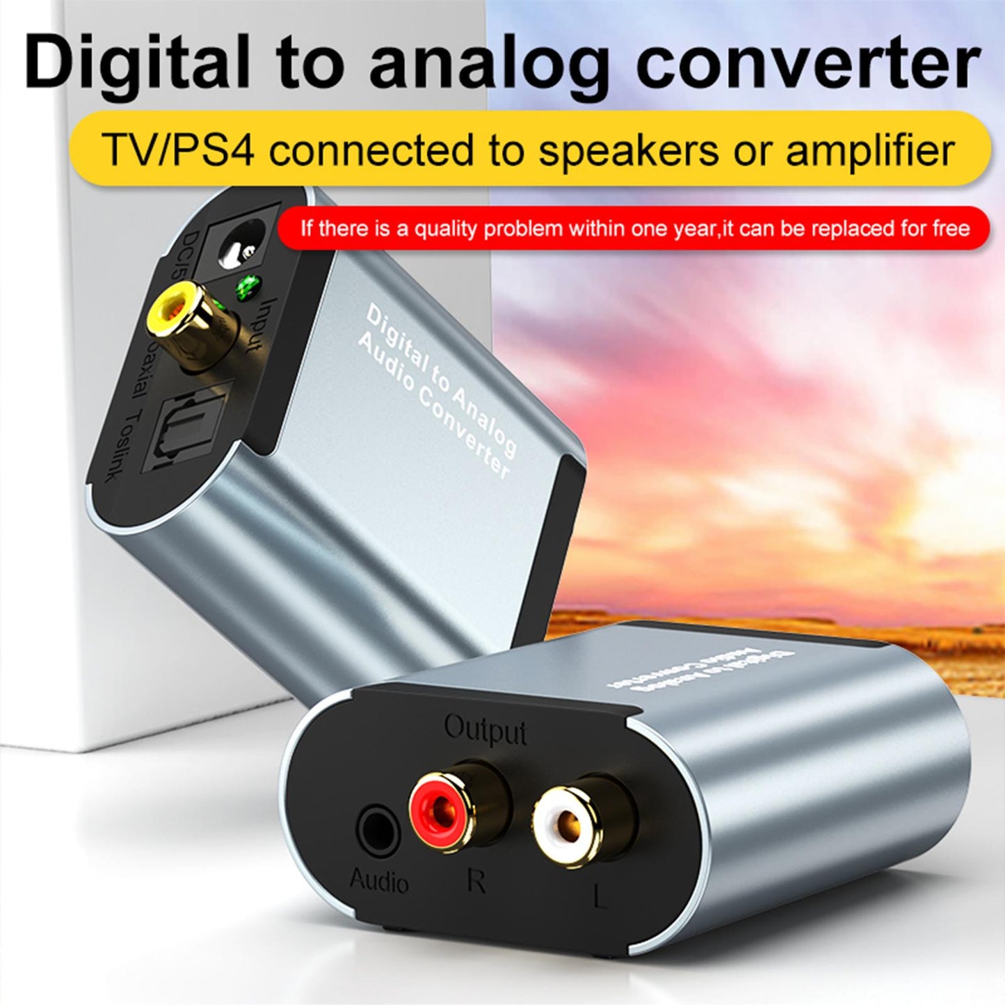 Digital Optical to Analog Analogue Audio Converter with Coaxial cable