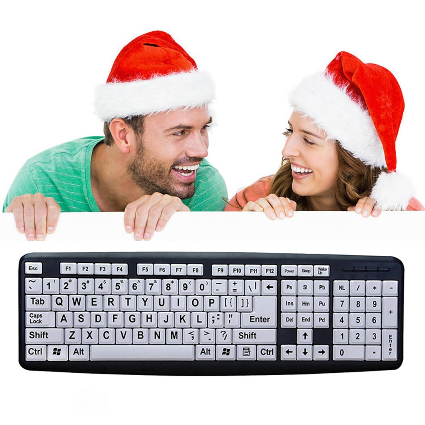 Large Print Computer Keyboard Makes Type Easy for Visual Assistance Senior