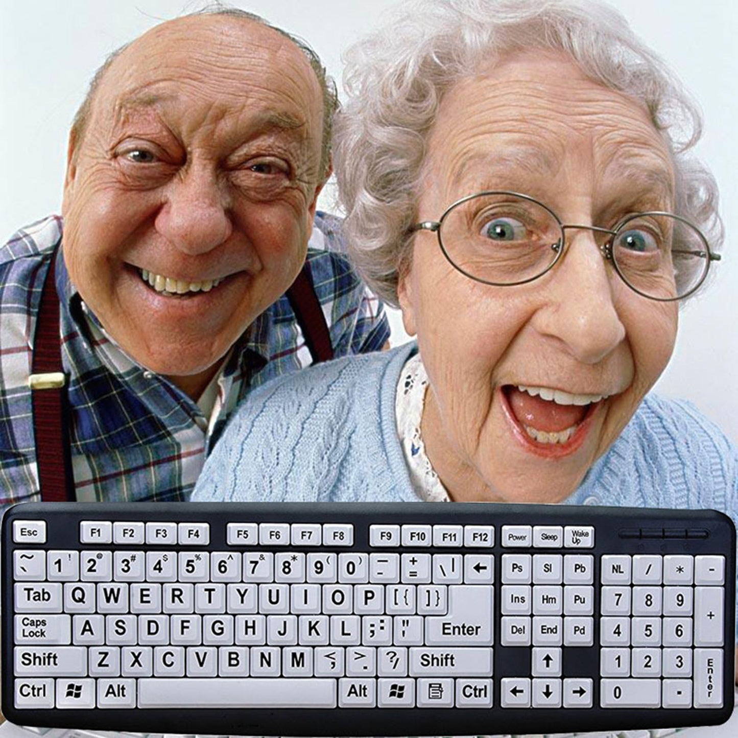 Large Print Computer Keyboard Makes Type Easy for Visual Assistance Senior