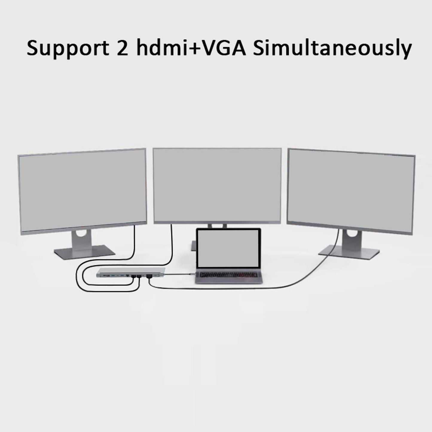 12 in 1 USB C Docking Station USB Type C to HDTV VGA Adapter PD Charging