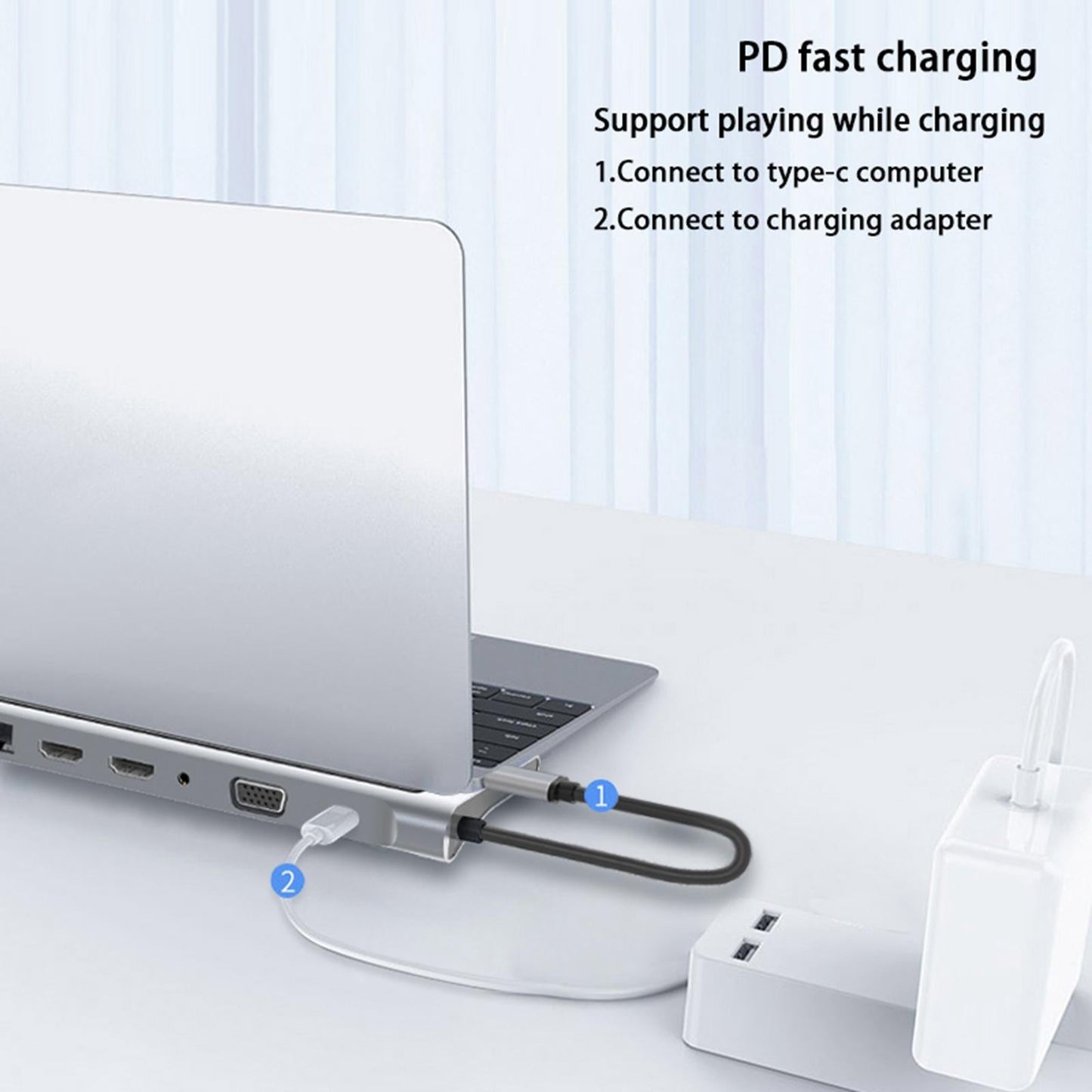 12 in 1 USB C Docking Station USB Type C to HDTV VGA Adapter PD Charging