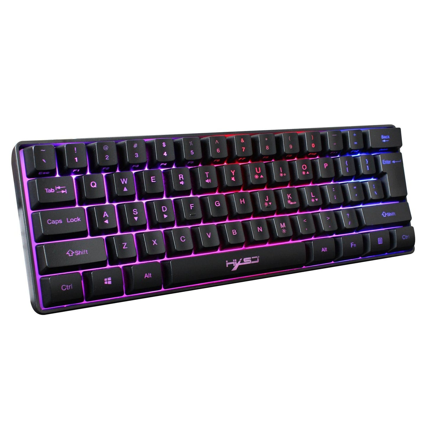 Mini Wired Keyboard RGB Backlit Multi Color 61 Keys Programmable for Laptops Black V700B+J900B