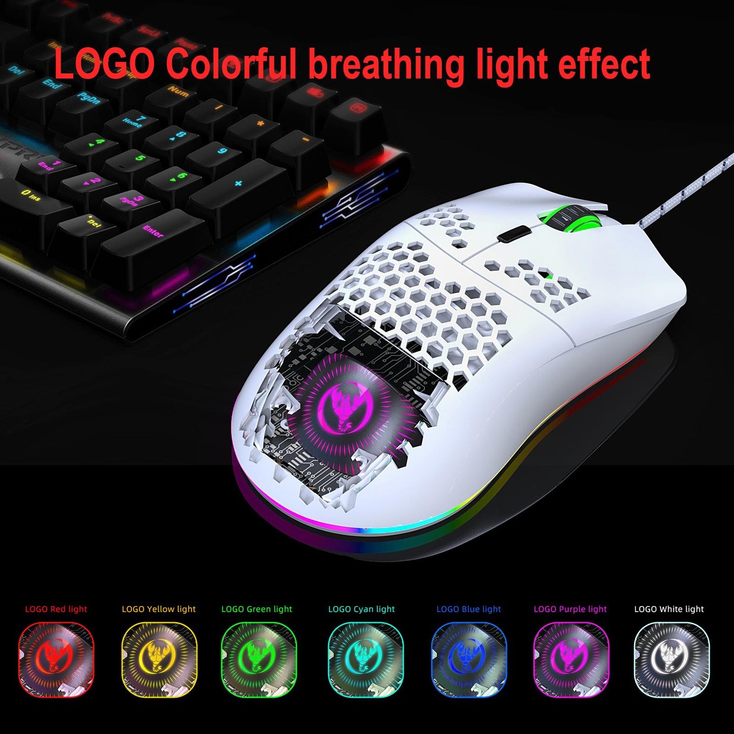 Mini Wired Keyboard RGB Backlit Multi Color 61 Keys Programmable for Laptops White V700W+J900W