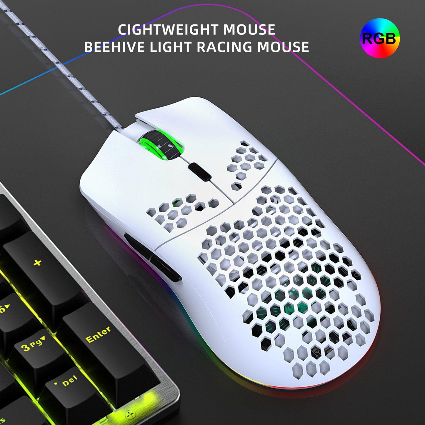 Mini Wired Keyboard RGB Backlit Multi Color 61 Keys Programmable for Laptops White V700W+J900W