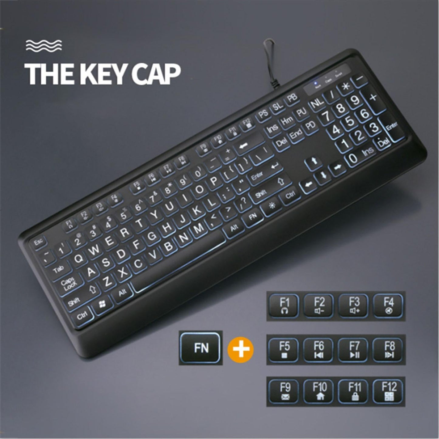 Keyboard Durable Quiet Standard for Desktop Computer Low Vision Individuals