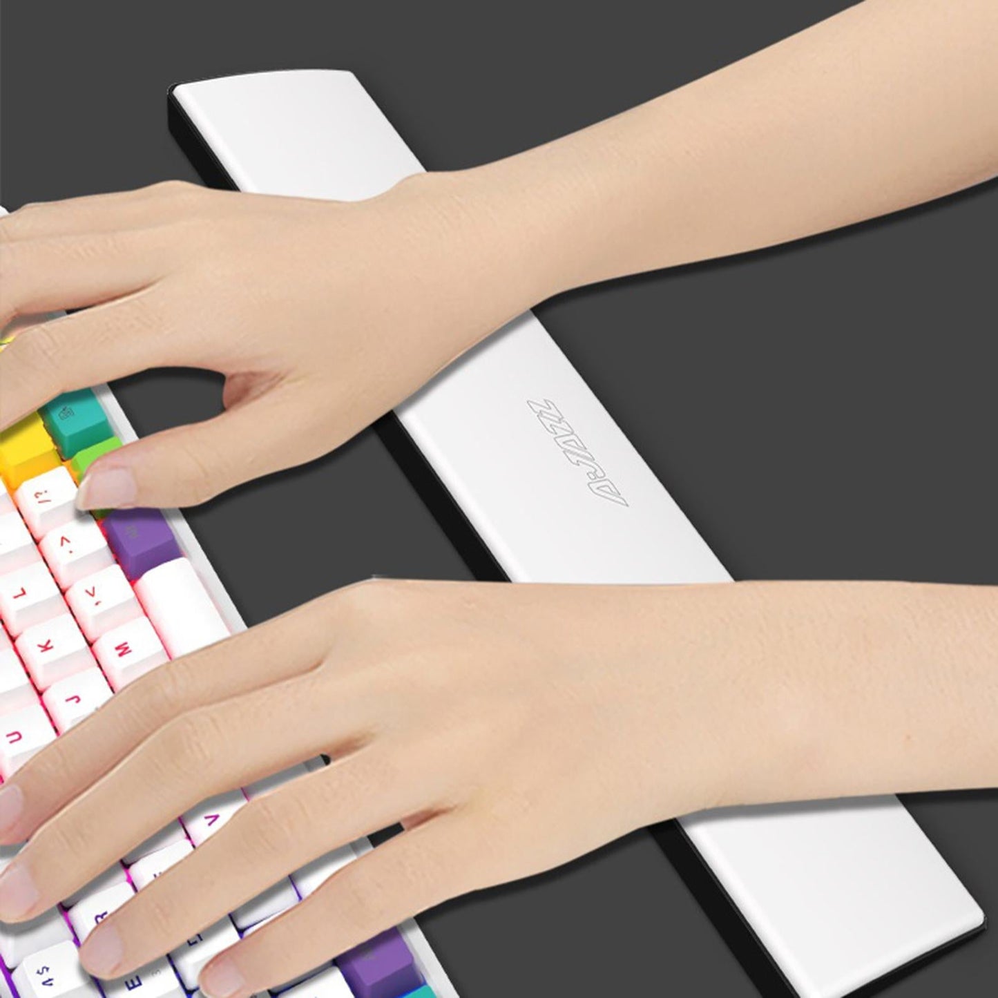 Keyboard Wrist Pad Anti-Skid PU Leather for Desktop PC 61keys white