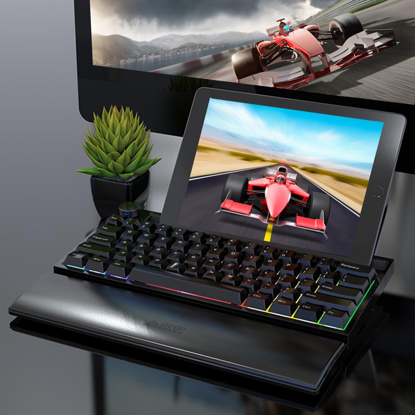 Keyboard Wrist Pad Anti-Skid PU Leather for Desktop PC 61keys black