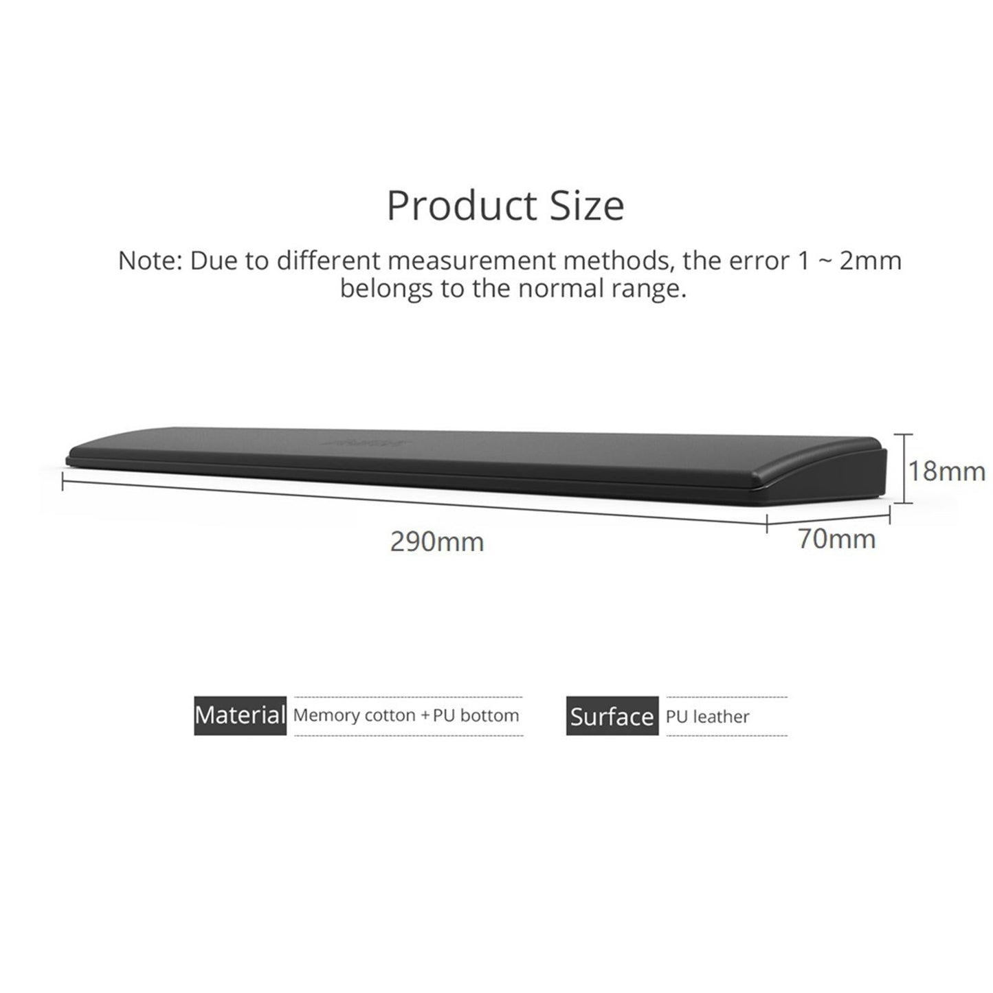 Keyboard Wrist Pad Anti-Skid PU Leather for Desktop PC 61keys black