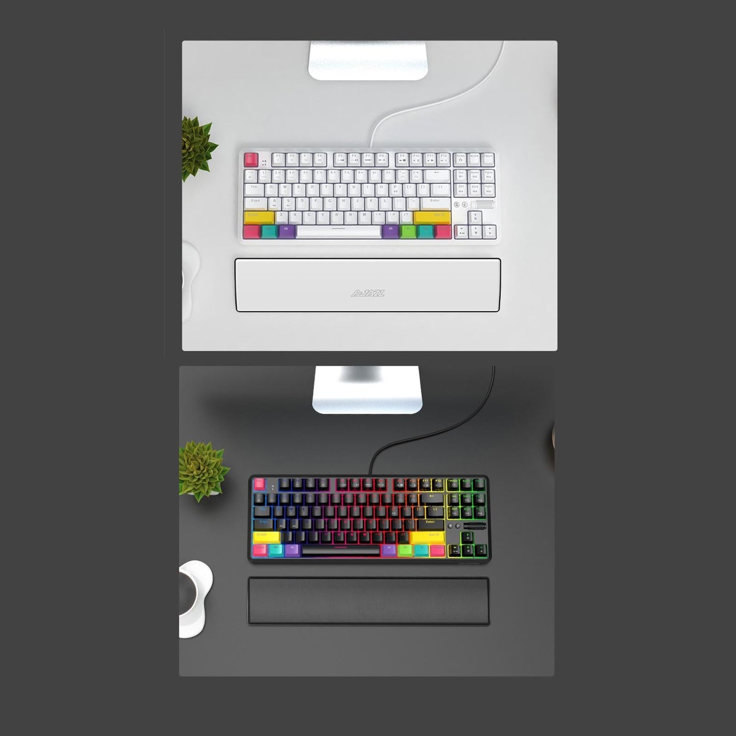 Keyboard Wrist Pad Anti-Skid PU Leather for Desktop PC 87keys white