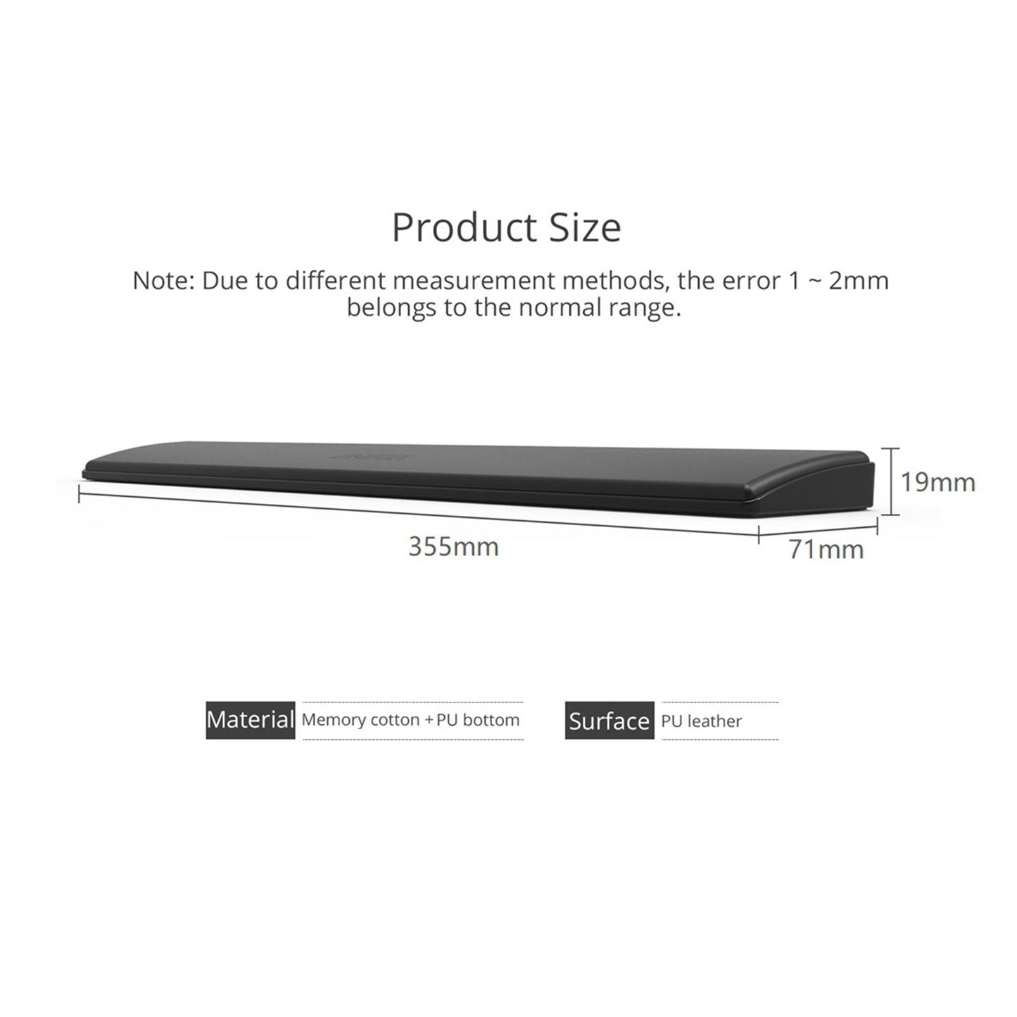 Keyboard Wrist Pad Anti-Skid PU Leather for Desktop PC 87keys white