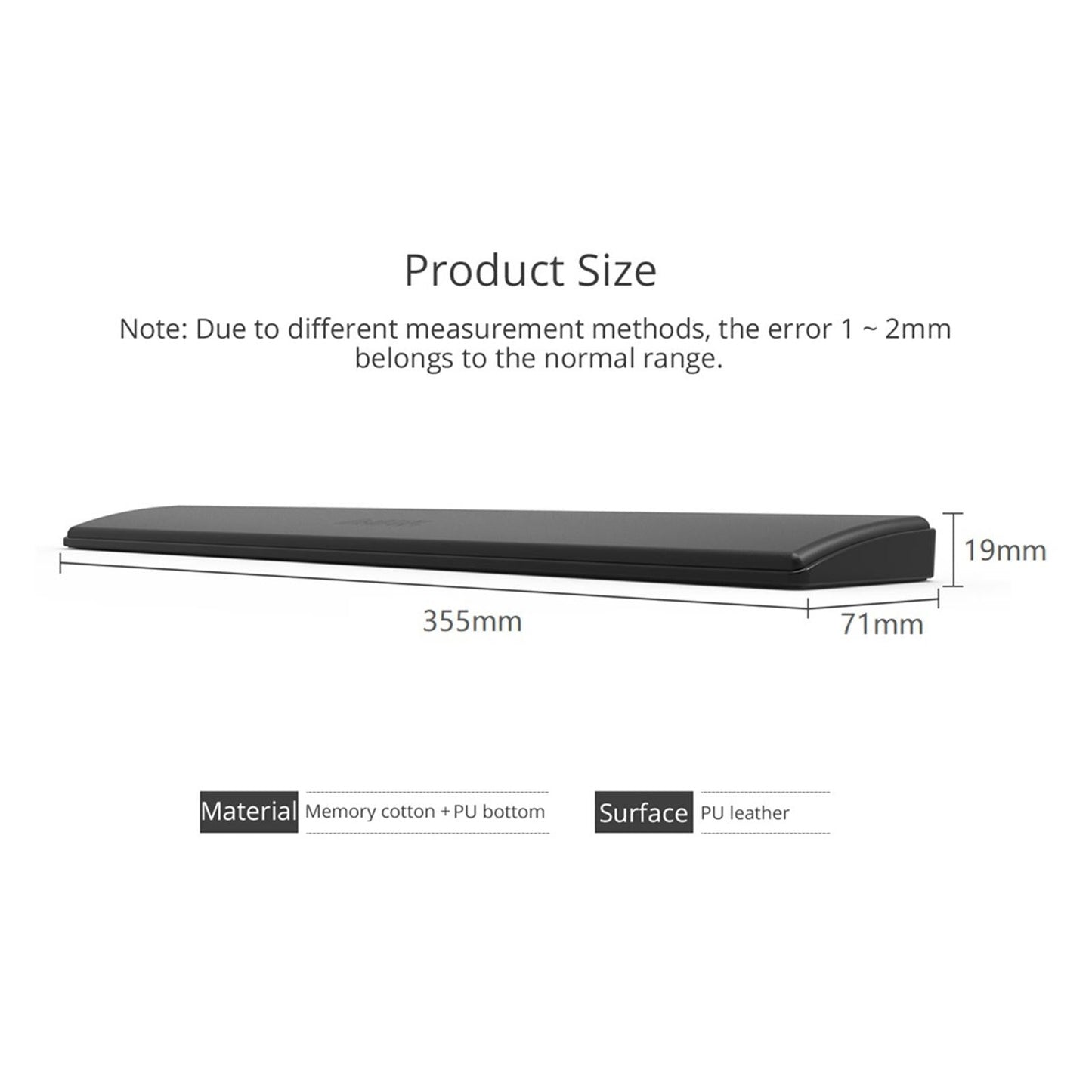 Keyboard Wrist Pad Anti-Skid PU Leather for Desktop PC 87keys black