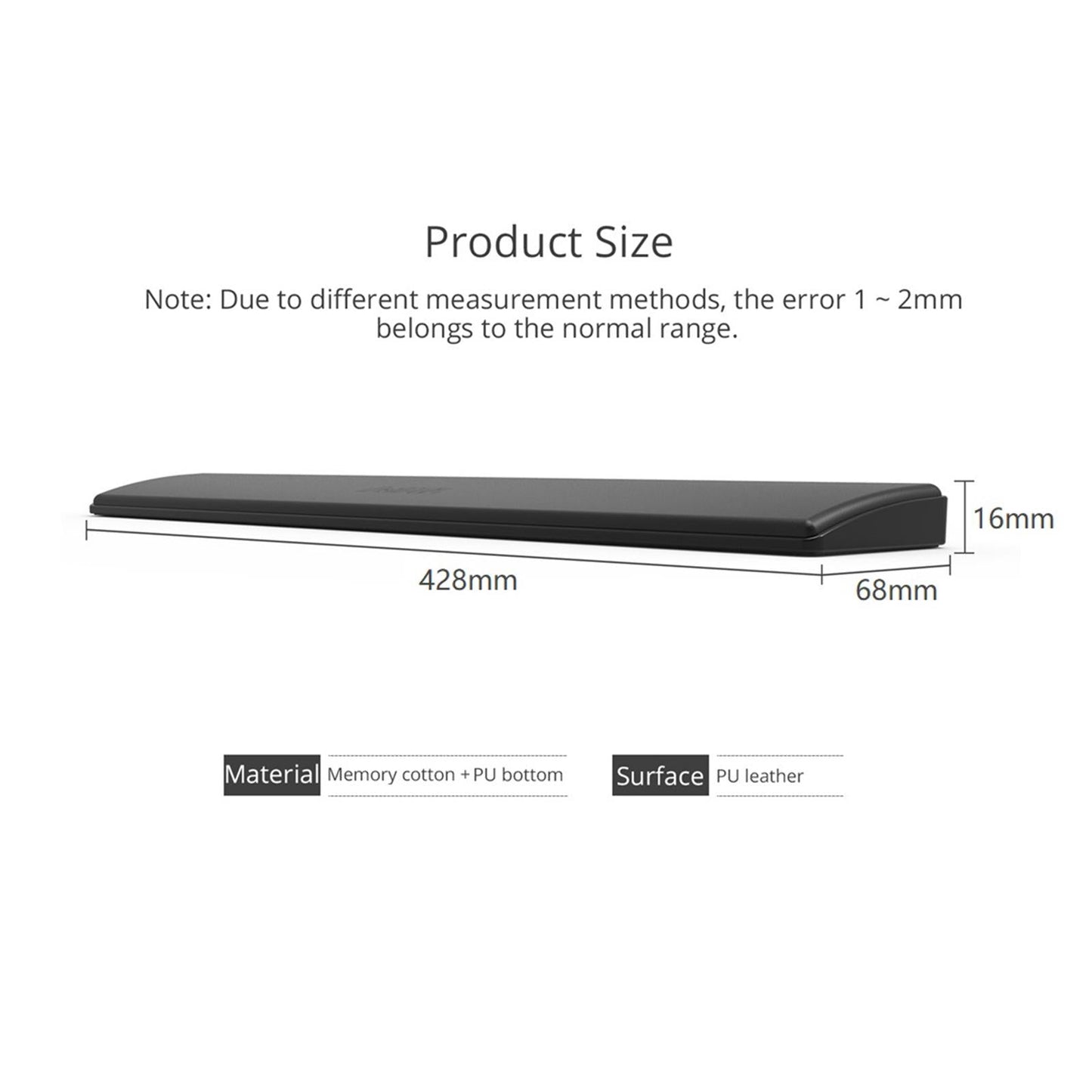 Keyboard Wrist Pad Anti-Skid PU Leather for Desktop PC 104keys white