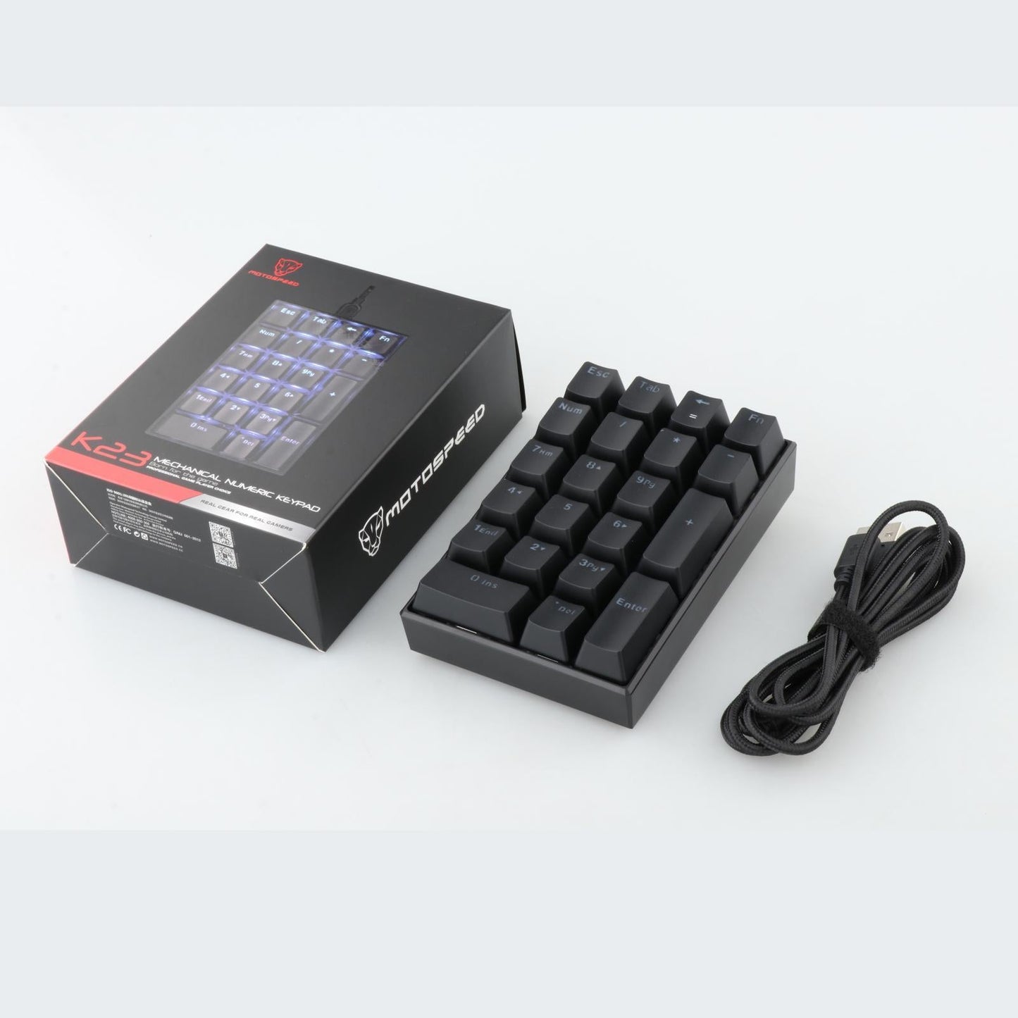 K23 Mini Numpad LED Backlit Numeric Keypad USB-C Office Home Use 21-Key Red Switches