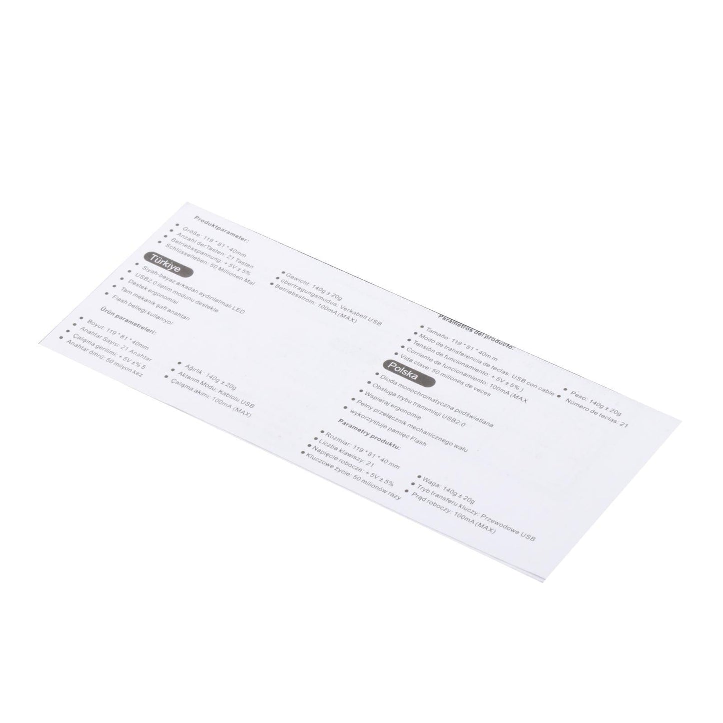 K23 Mini Numpad LED Backlit Numeric Keypad USB-C Office Home Use 21-Key Red Switches